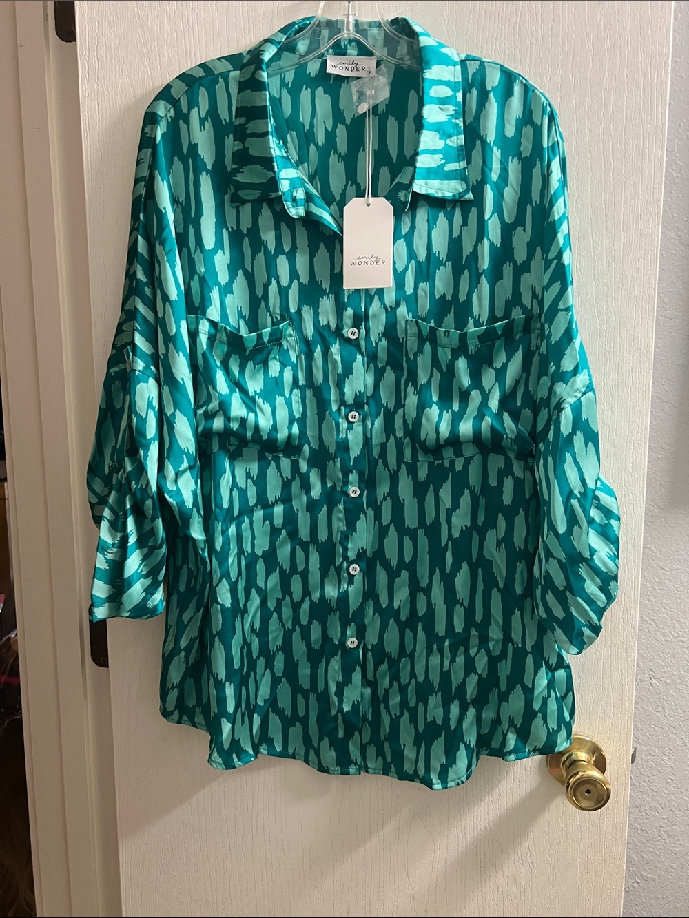 Wonder Teal Patterned Button-Down Shirt